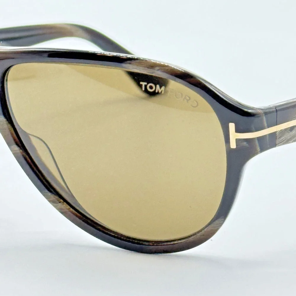 Tom Ford Sunglasses Samuele-02 TF1336 63J Black Horn Pilot Brown Lens 61mm